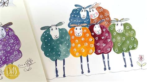 watercolor sheep|easy whimsical watercolor animals.